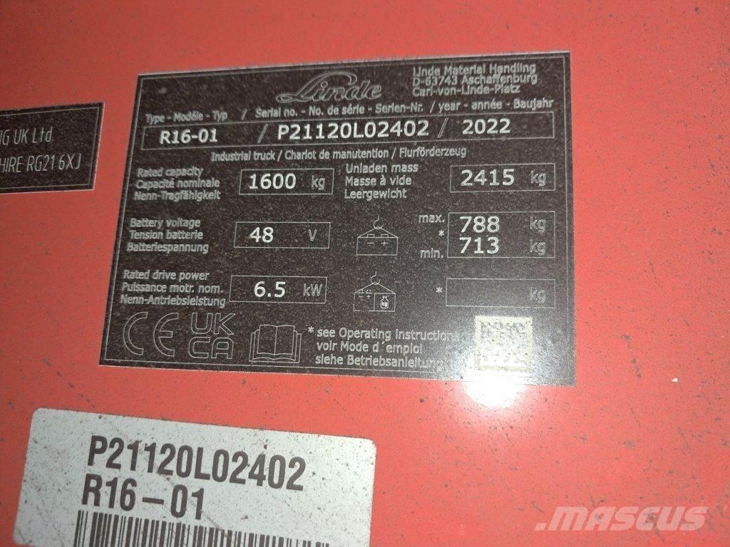 Linde R16-01 전동 지게차