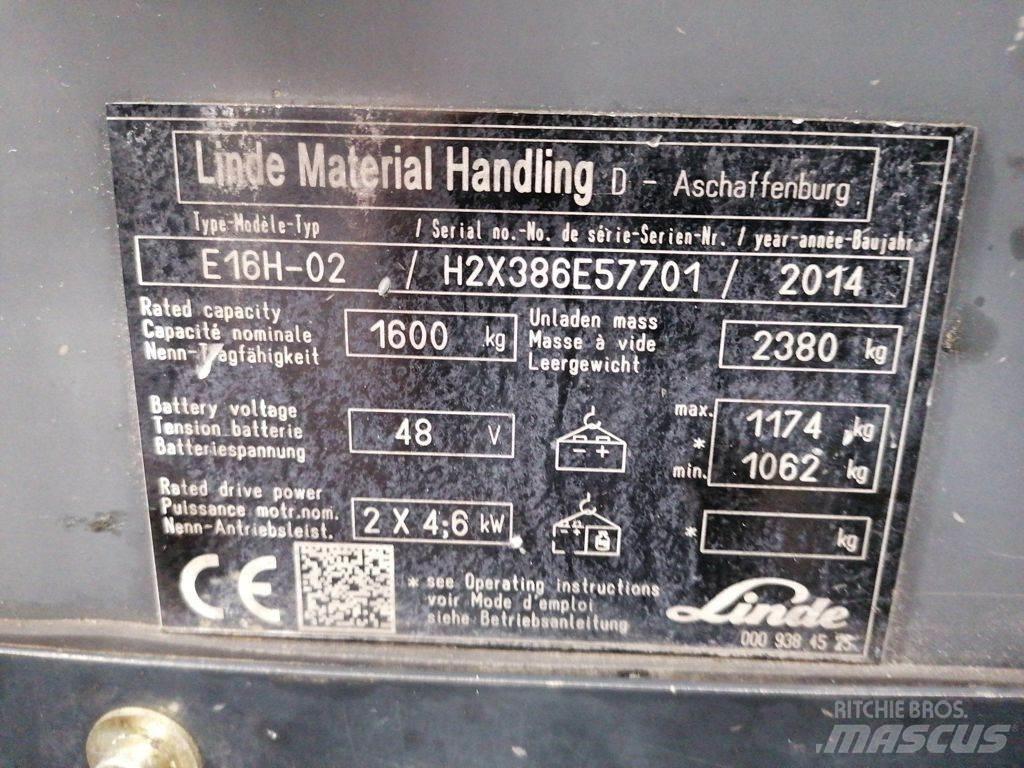 Linde E16H-02 전동 지게차