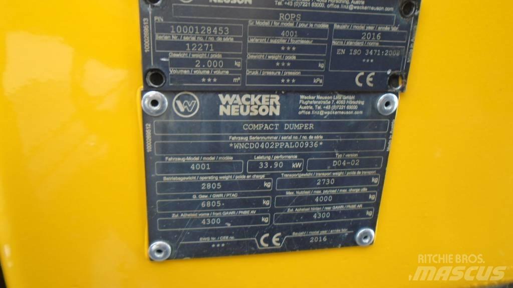 Wacker Neuson 4001 s 건설현장 덤프트럭
