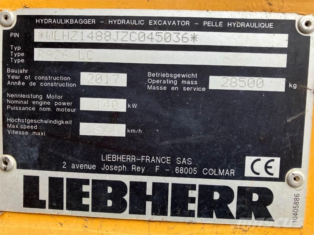 Liebherr R926 대형 굴삭기 29톤 이상