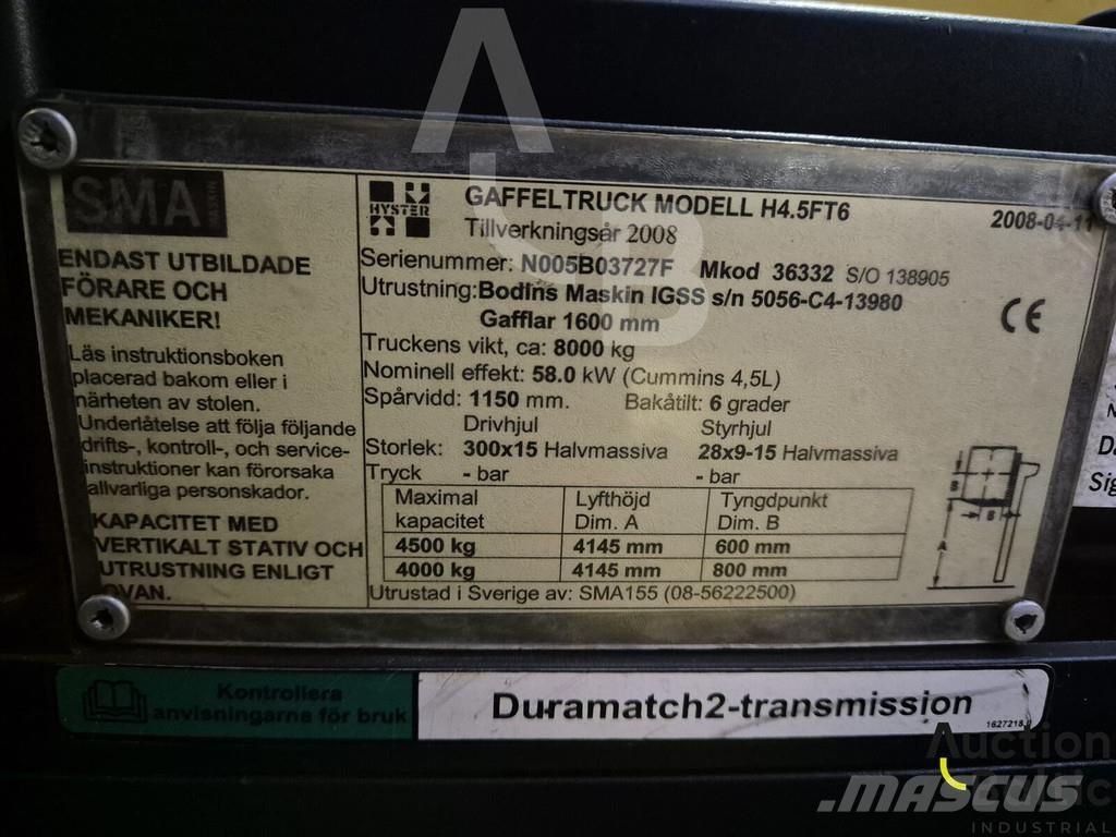 Hyster H4.5FT6 디젤 지게차