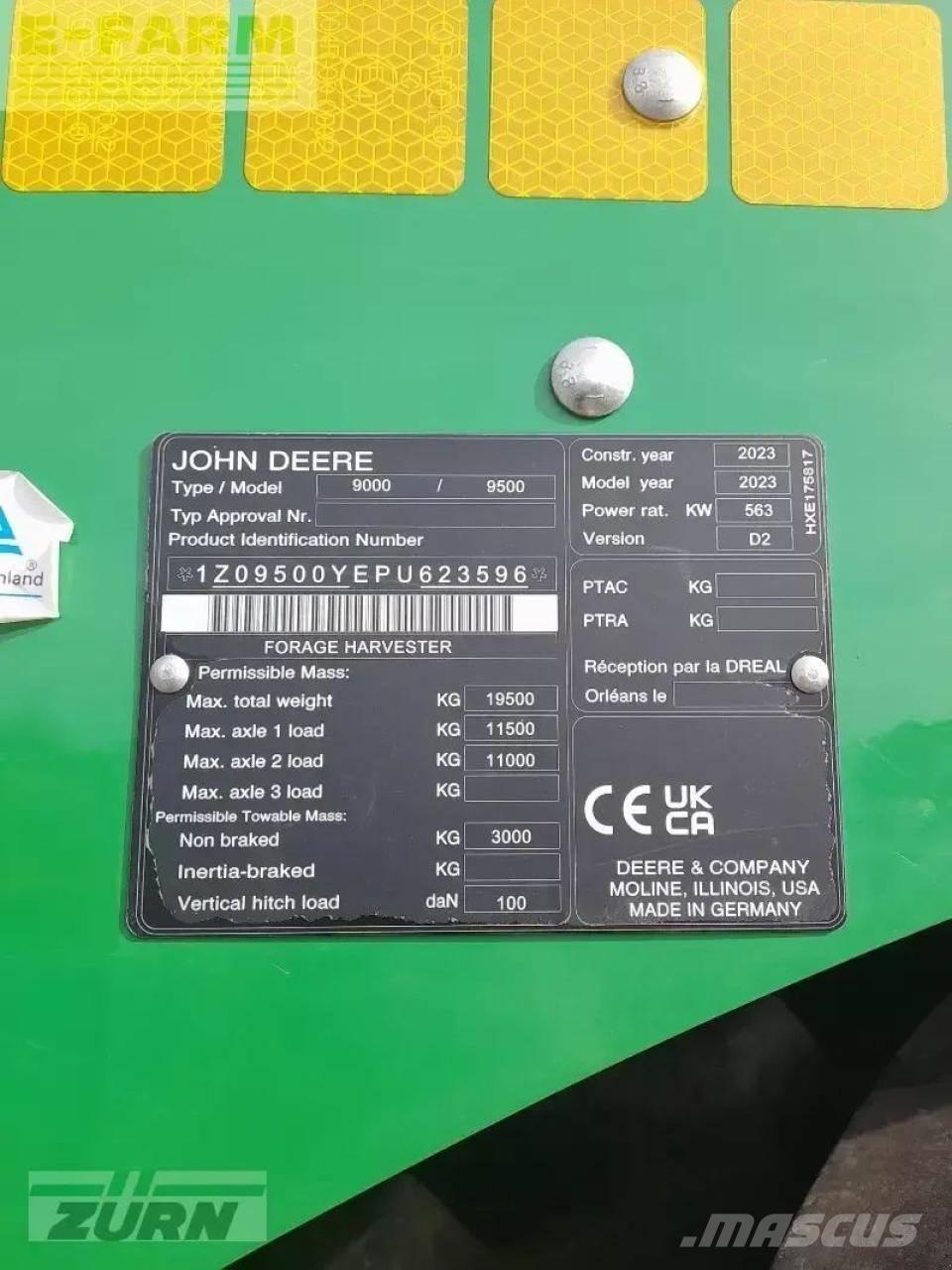 John Deere 9500 자동 초지기계