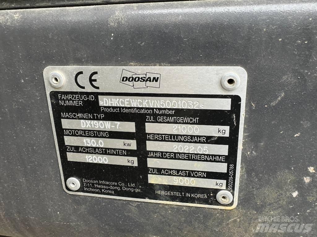 Doosan DX 190 W-7  휠 굴삭기