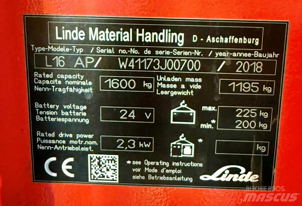Linde L16APi/1173 보행식 리치 지게차