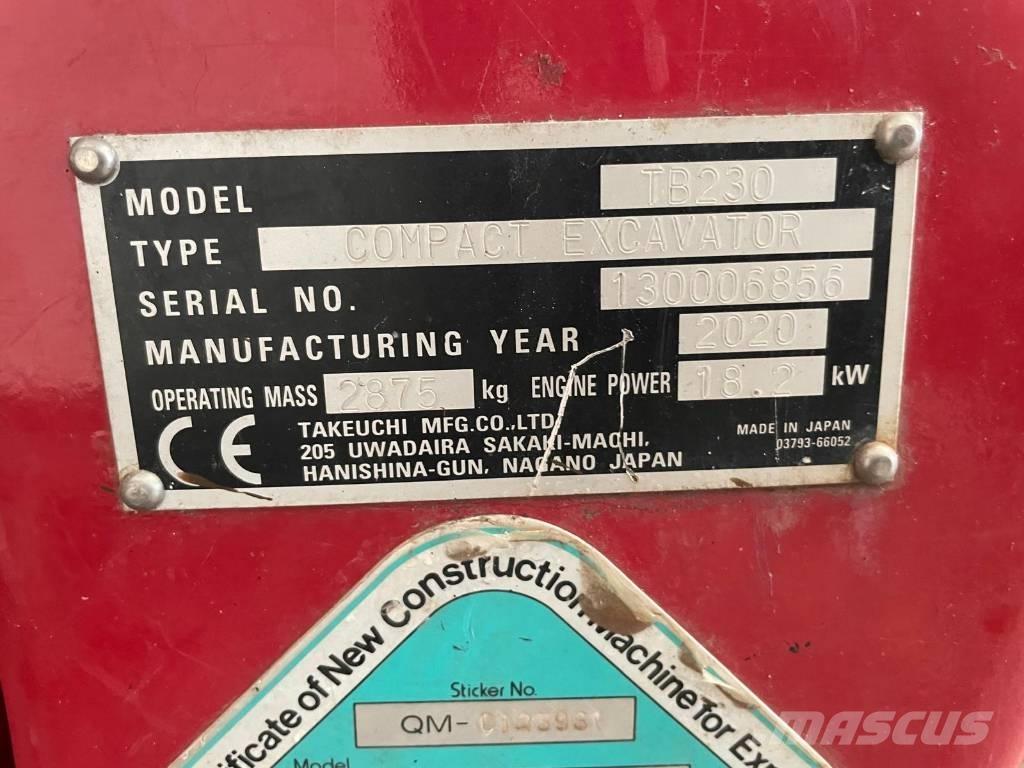 Takeuchi TB 230 소형 굴삭기 7톤 미만