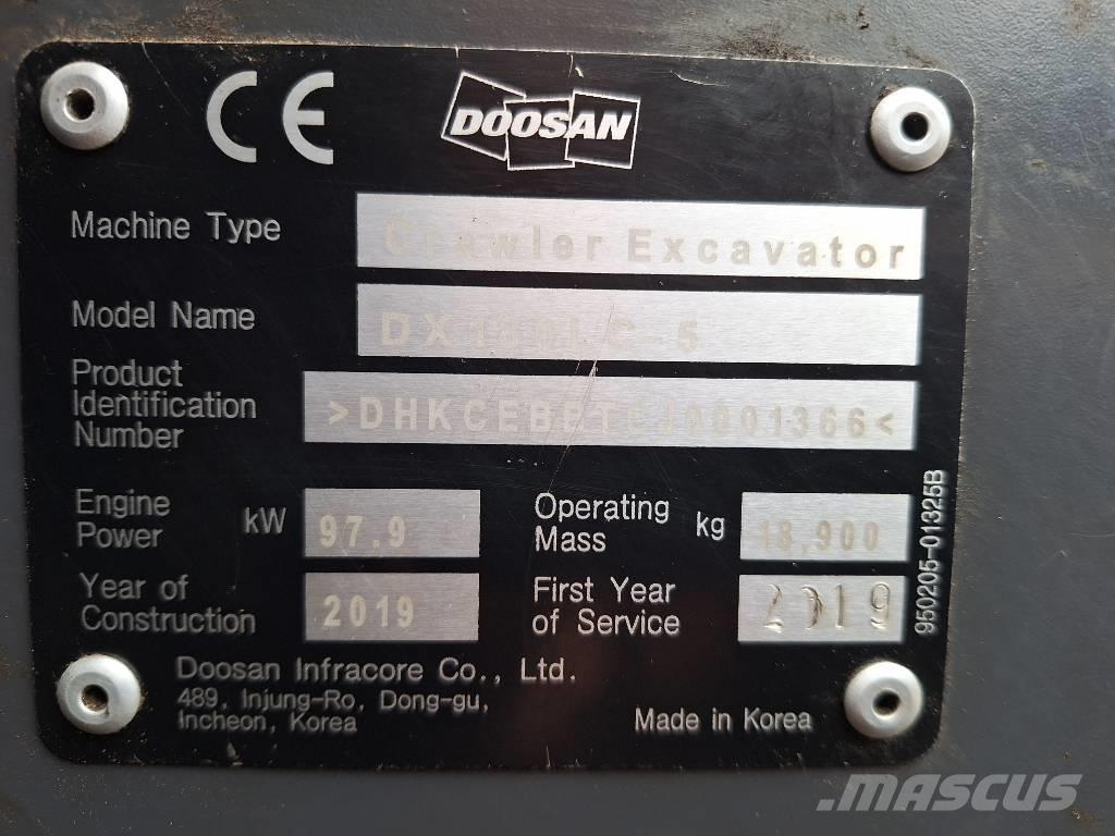 Doosan DX 180 -5 대형 굴삭기 29톤 이상