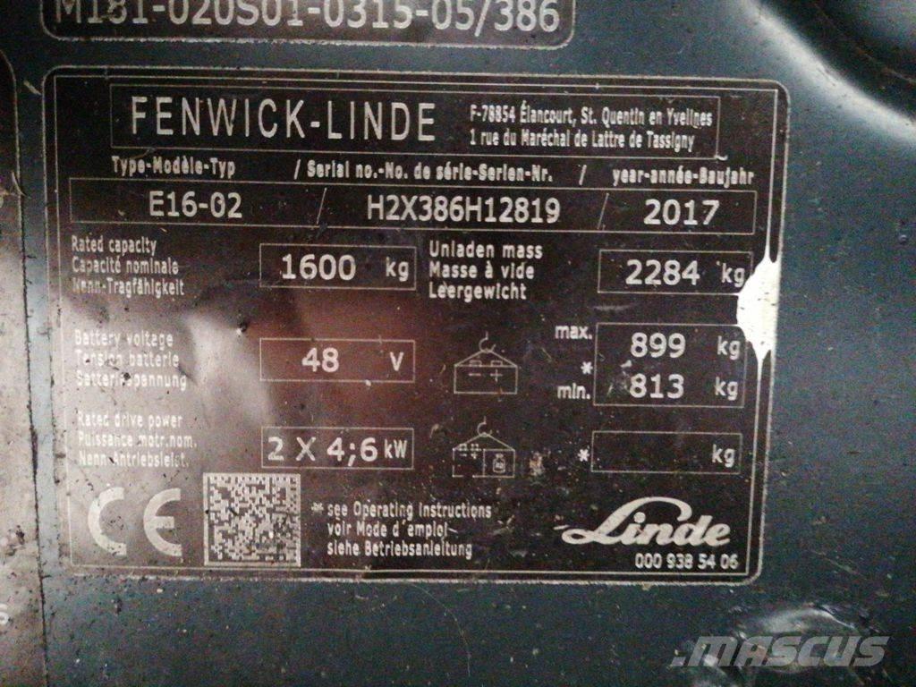 Linde E16-02 전동 지게차