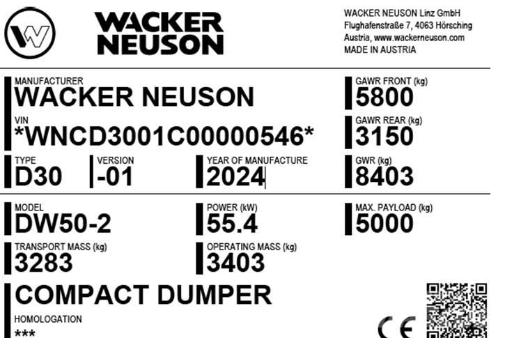 Wacker Neuson DW50-2 건설현장 덤프트럭