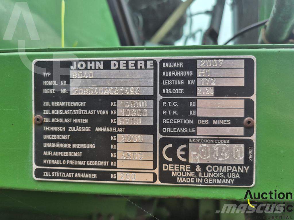John Deere 9540 콤바인 수확기