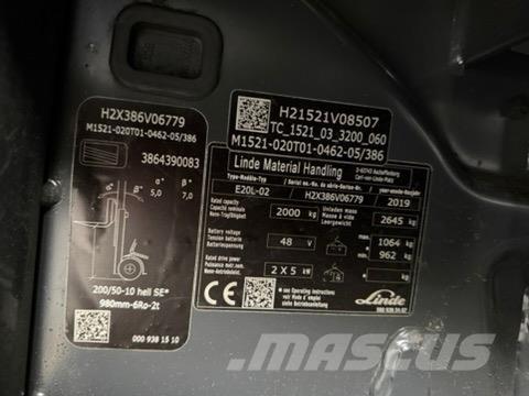 Linde E20L-02 전동 지게차