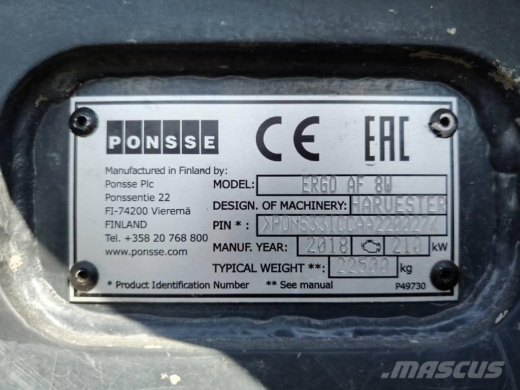 Ponsse Ergo AF 8W 원목 하베스터