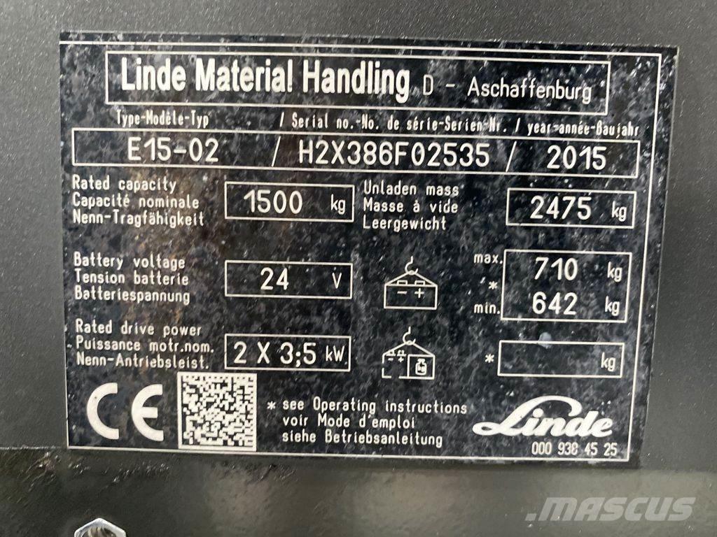 Linde E15-02 전동 지게차
