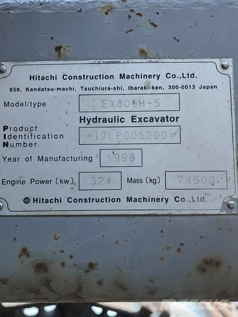 Hitachi EX 800 H-5 대형 굴삭기 29톤 이상