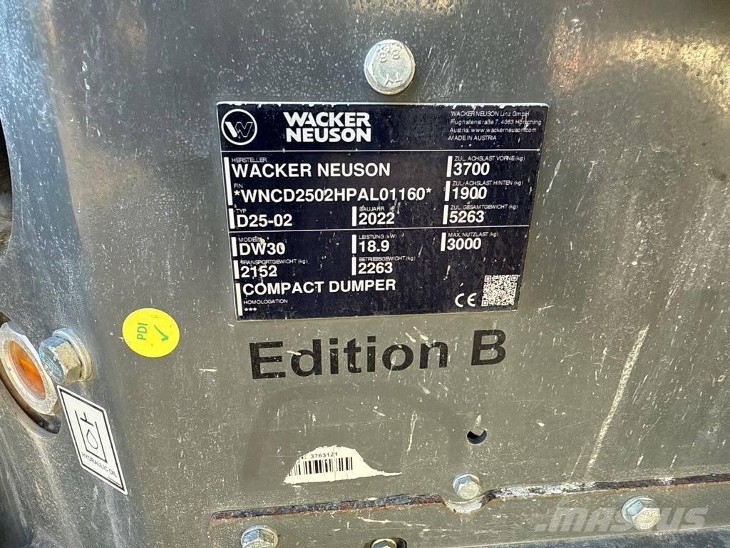 Wacker Neuson DW30 건설현장 덤프트럭