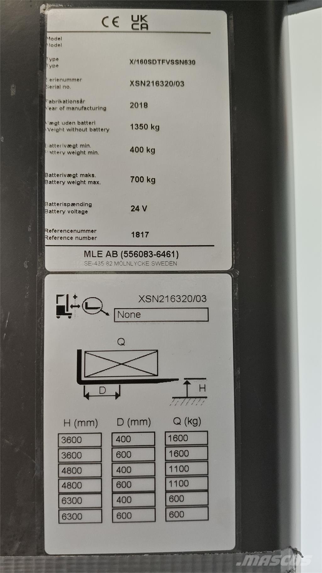 Atlet XSN160E 보행식 리치 지게차