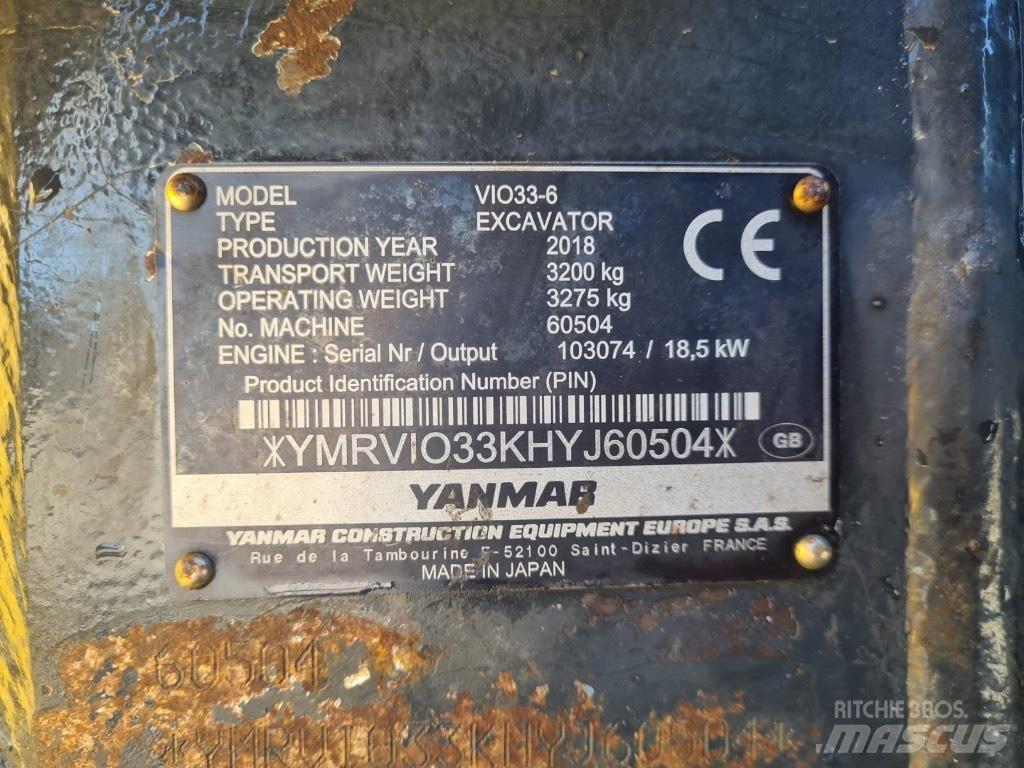 Yanmar VIO33-6 소형 굴삭기 7톤 미만