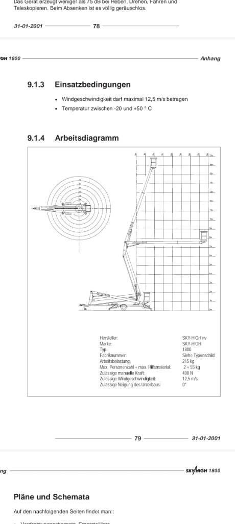 Sky High 1800 트레일러 탑재 고소작업대