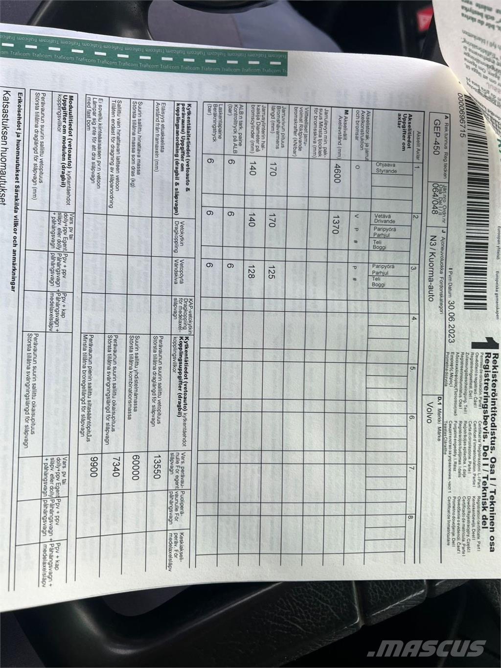 Volvo FH12 6X2 케이블 리프트 탈착식 트럭