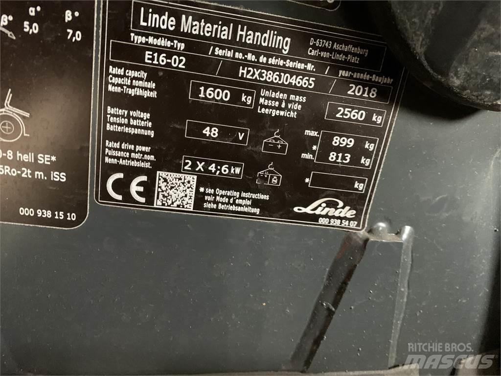 Linde E16 전동 지게차