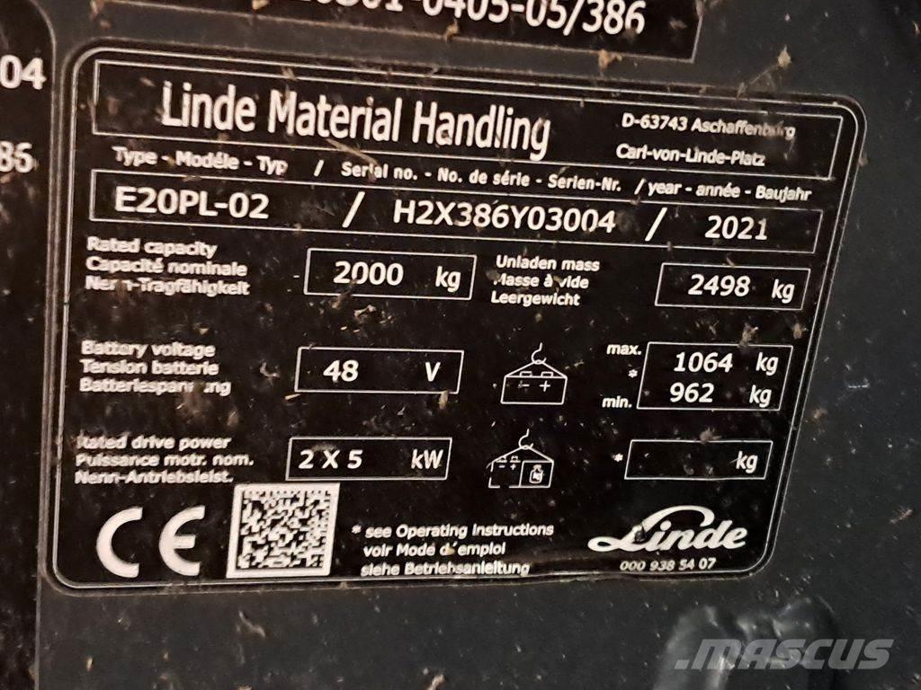 Linde E20PL-02 전동 지게차