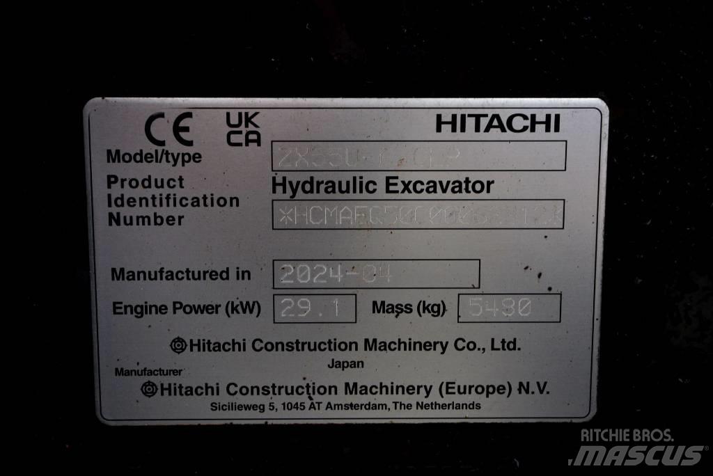Hitachi ZX 55 U-6P 소형 굴삭기 7톤 미만