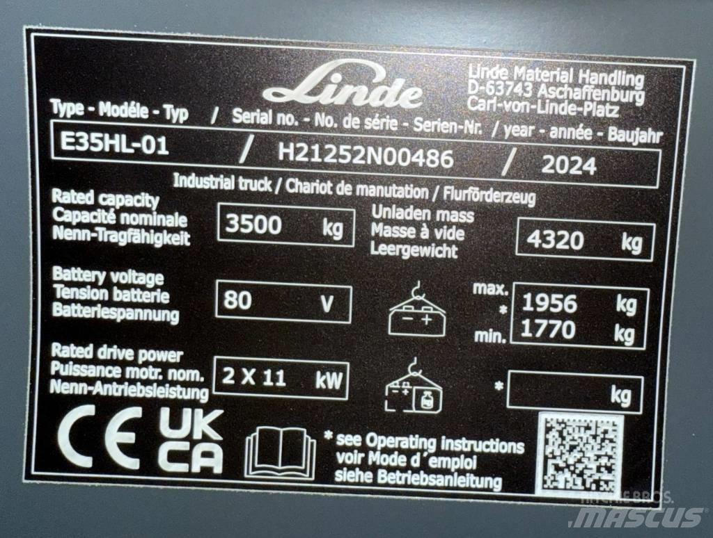 Linde E35HL/1252-01 전동 지게차