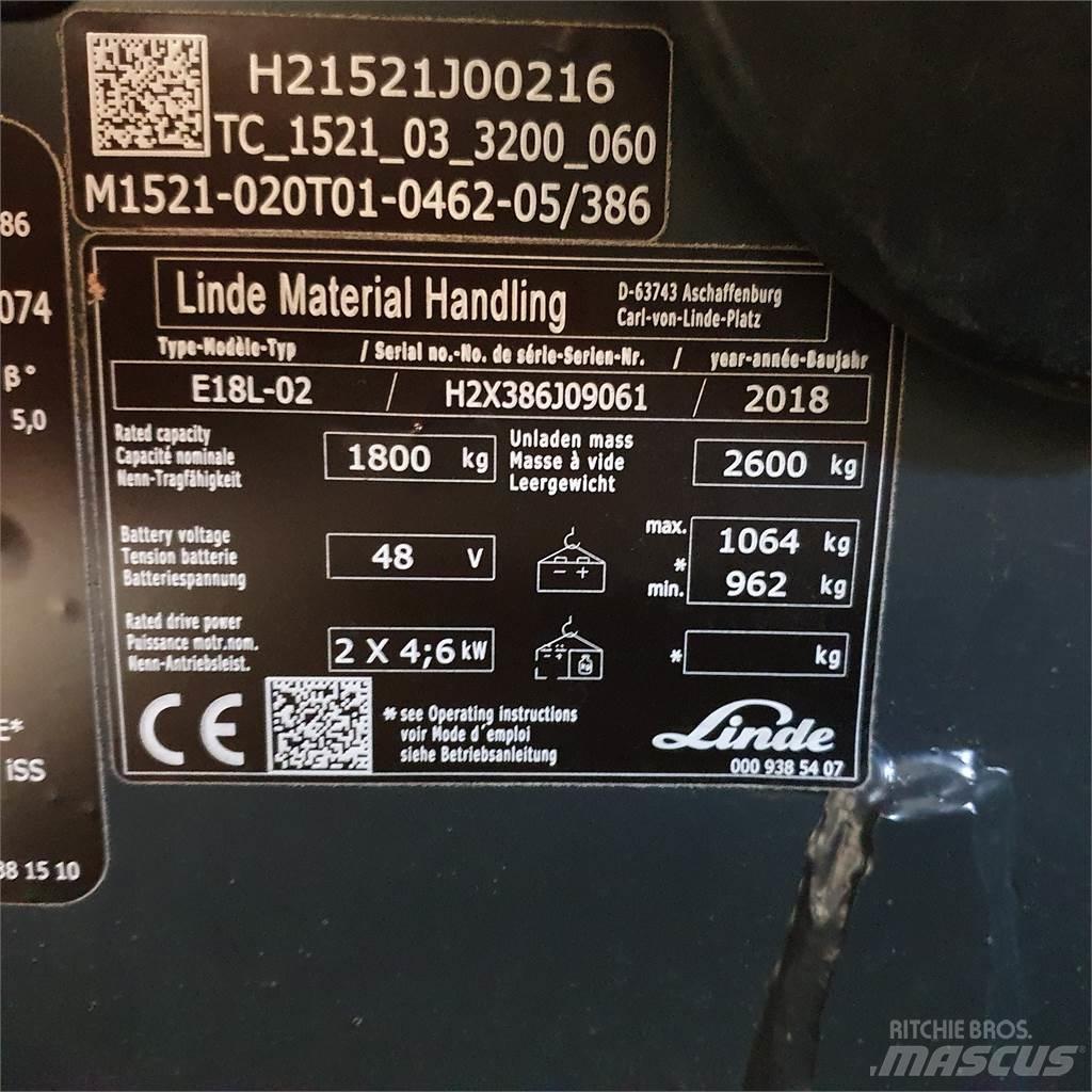 Linde E18L 전동 지게차