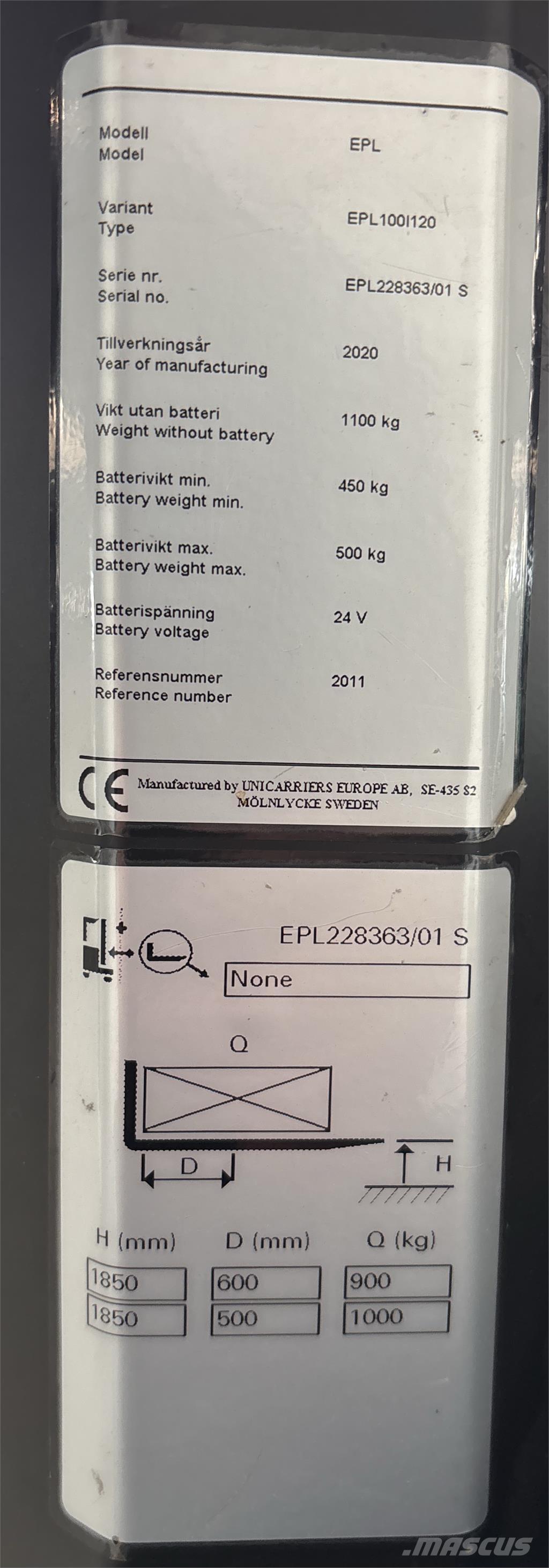 UniCarriers EPL100 경량 반출 리프터