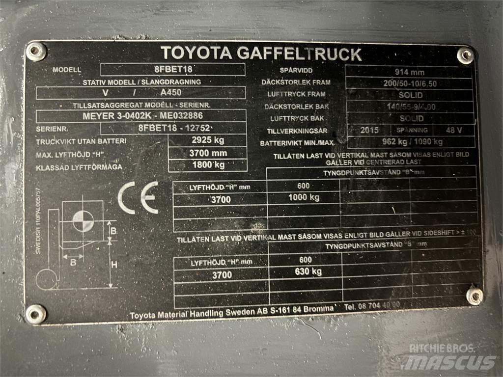 Toyota 8FBET18 전동 지게차