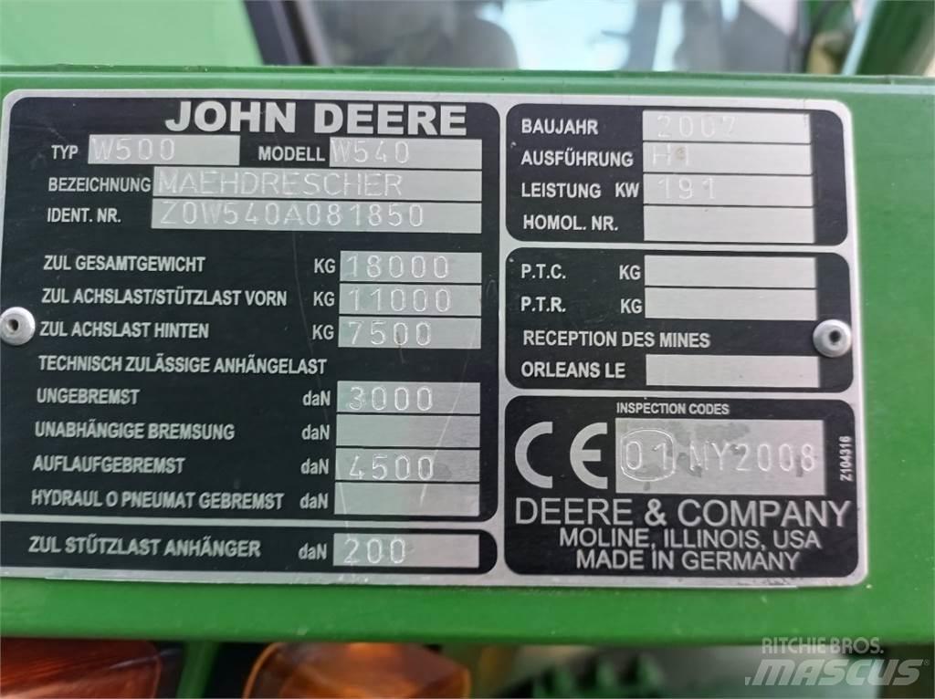 John Deere W540 콤바인 수확기