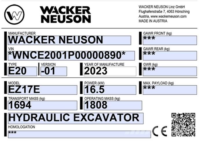 Wacker Neuson EZ 17e 대형 굴삭기 29톤 이상