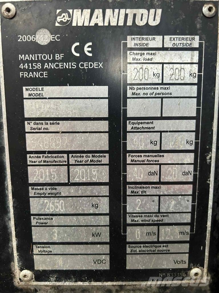 Manitou 100 VJR 인원/화물 앨리베이터