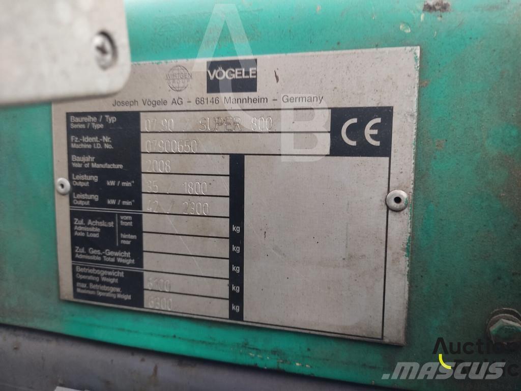 Vögele Super 800 아스팔트 포장장비