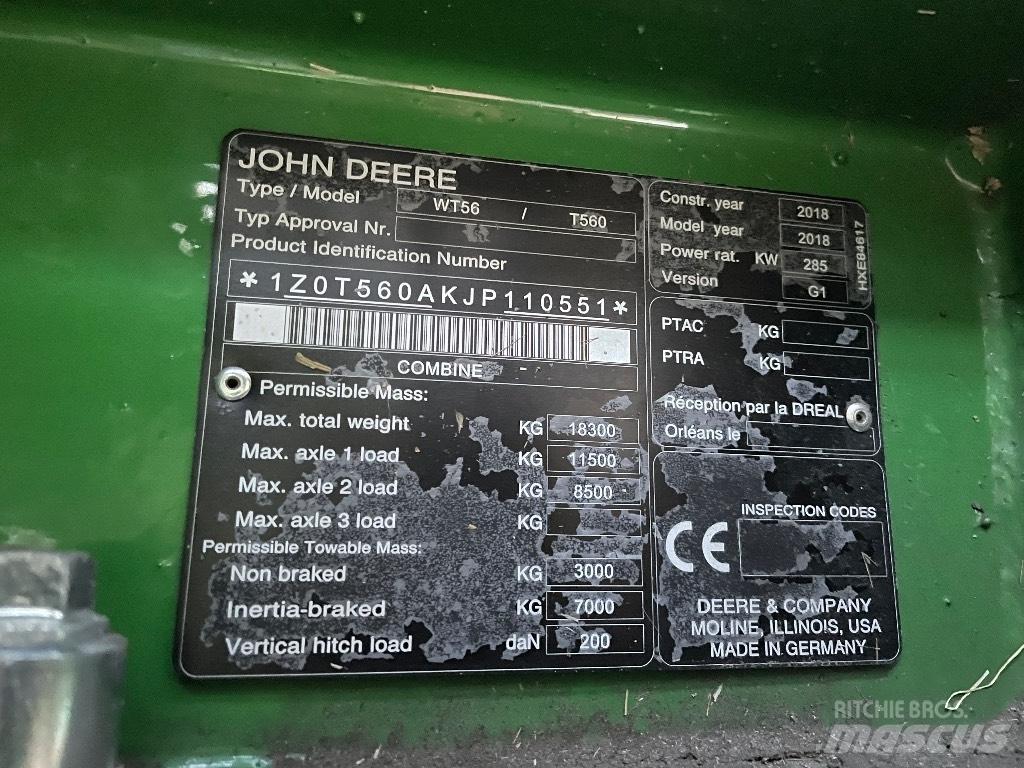 John Deere T 560 i 콤바인 수확기