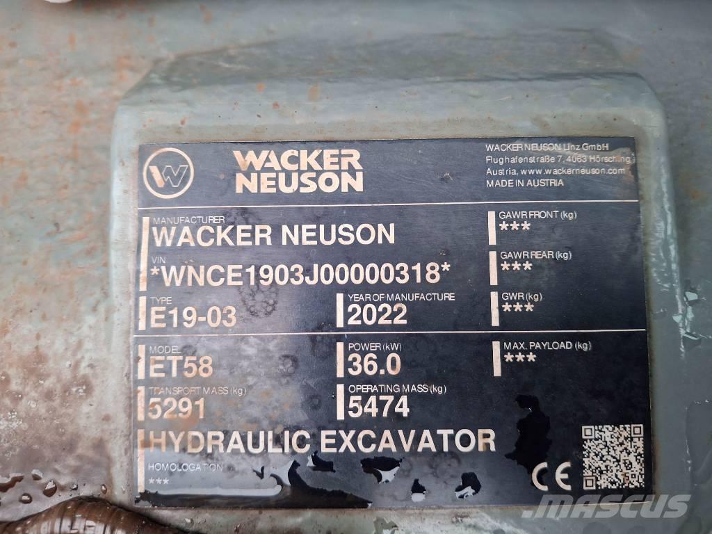 Wacker Neuson ET58 대형 굴삭기 29톤 이상