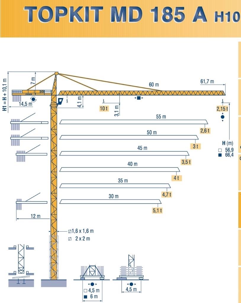 Potain MD 185 A H10 타워 크레인