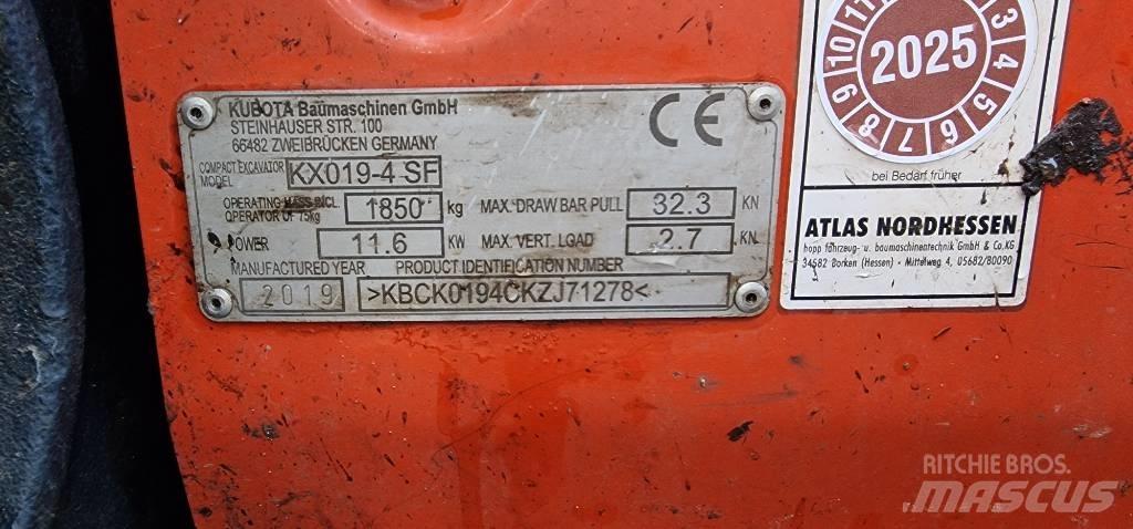 Kubota KX 019-4 소형 굴삭기 7톤 미만