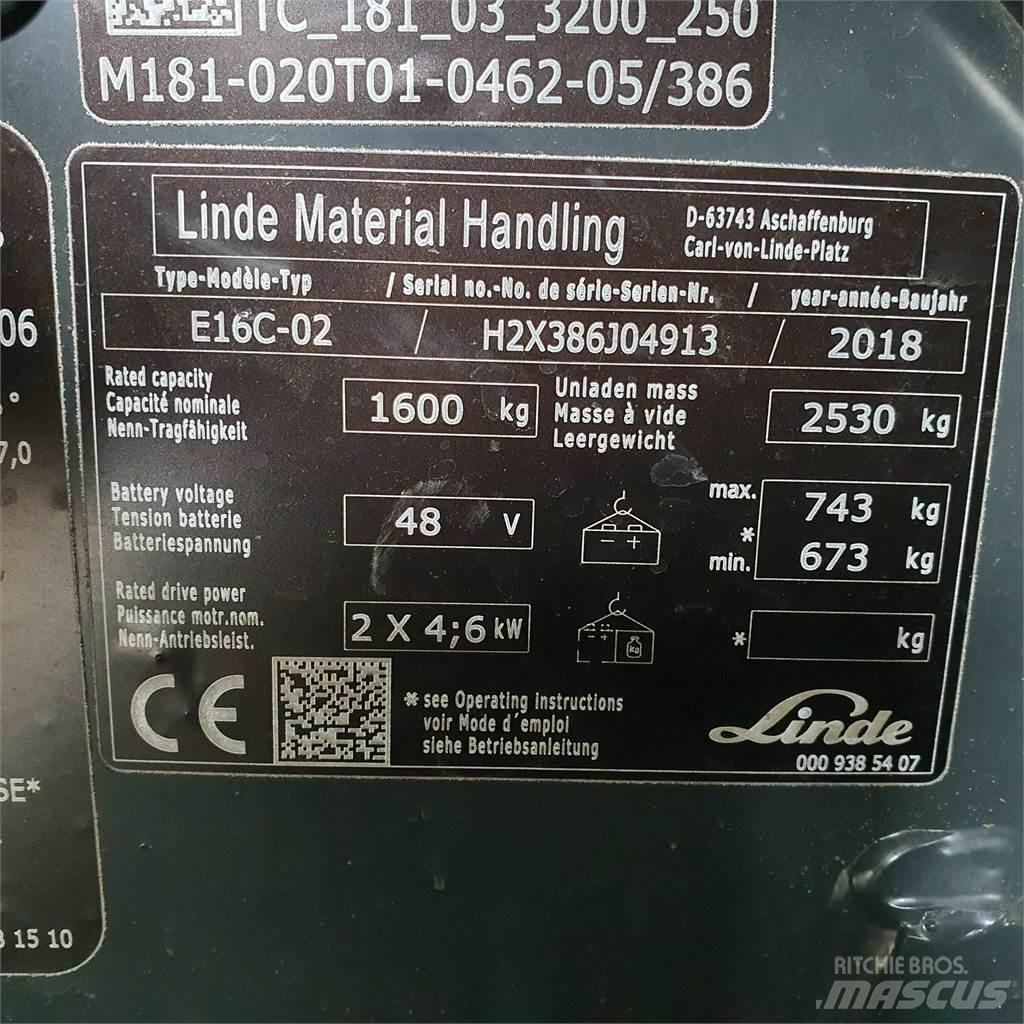 Linde E16C 전동 지게차