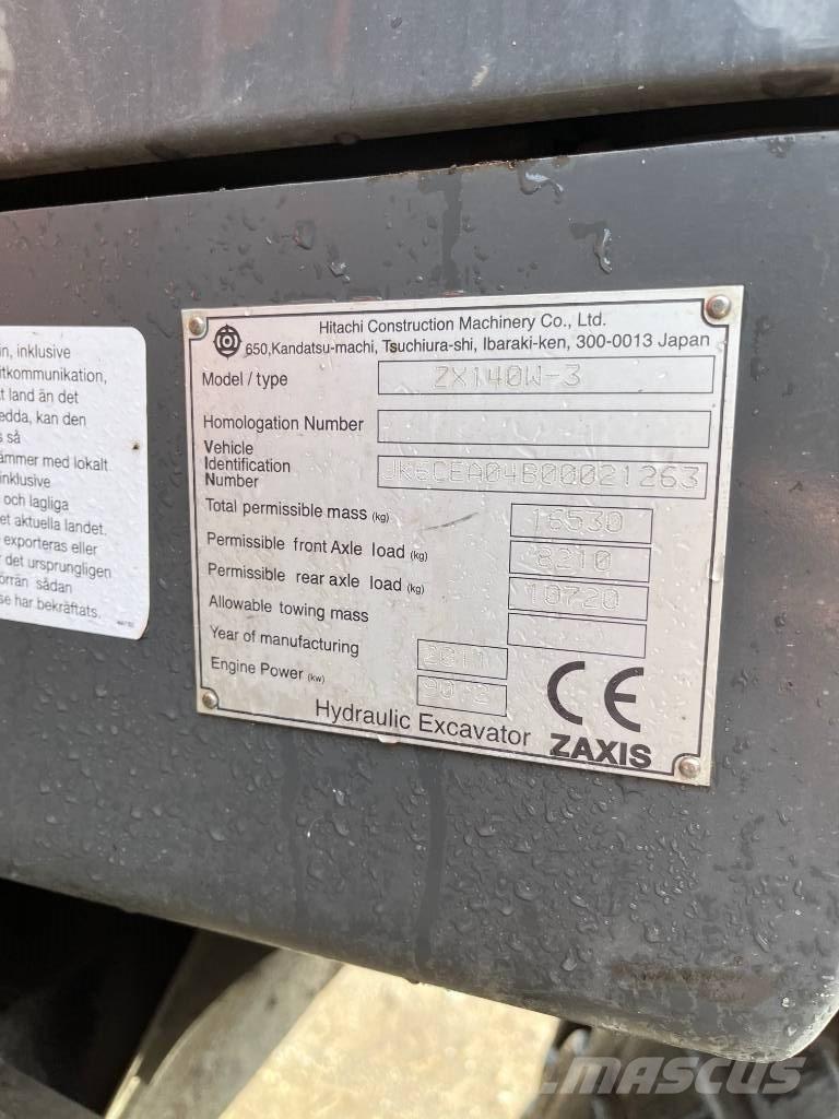 Hitachi ZX140W-3  휠 굴삭기