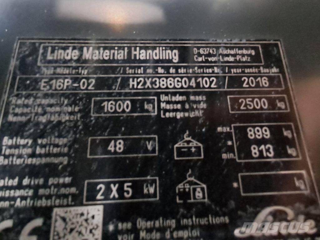 Linde E16P-02 전동 지게차