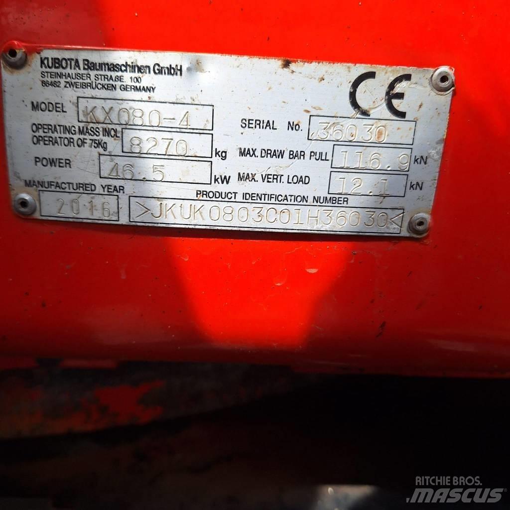 Kubota KX080-4 중형굴삭기 7톤-28톤