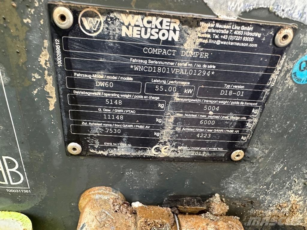 Wacker Neuson Dw60 건설현장 덤프트럭