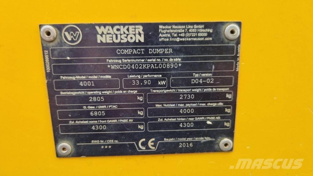 Wacker Neuson 4001 건설현장 덤프트럭