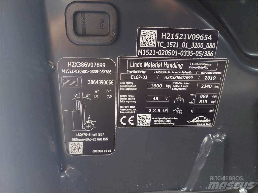 Linde E16P 02 전동 지게차