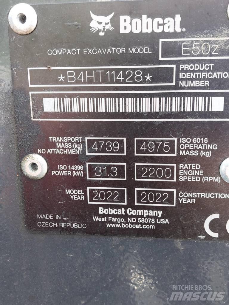 Bobcat E50z 소형 굴삭기 7톤 미만