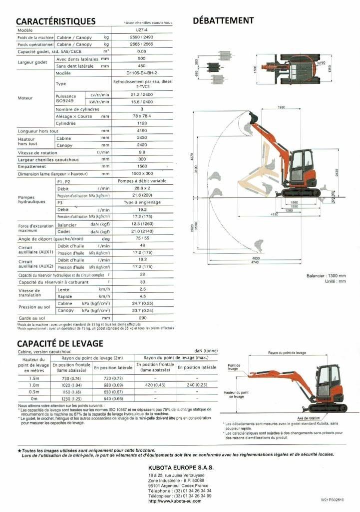 Kubota U 27-4 소형 굴삭기 7톤 미만
