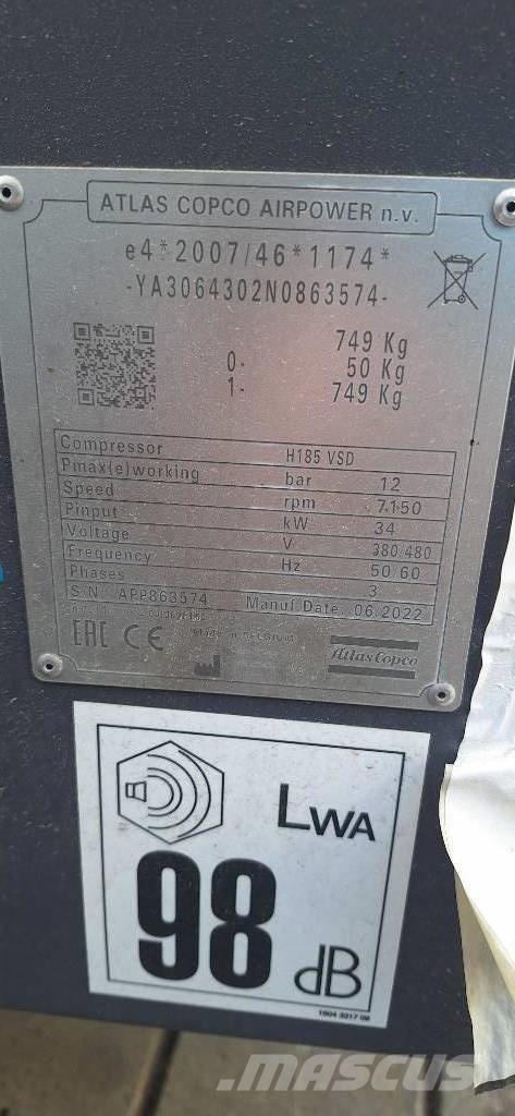 Atlas Copco H185 VSD 콤푸레샤