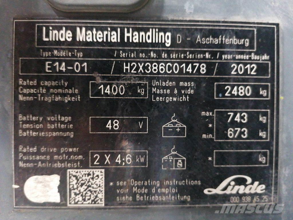 Linde E14-01 전동 지게차