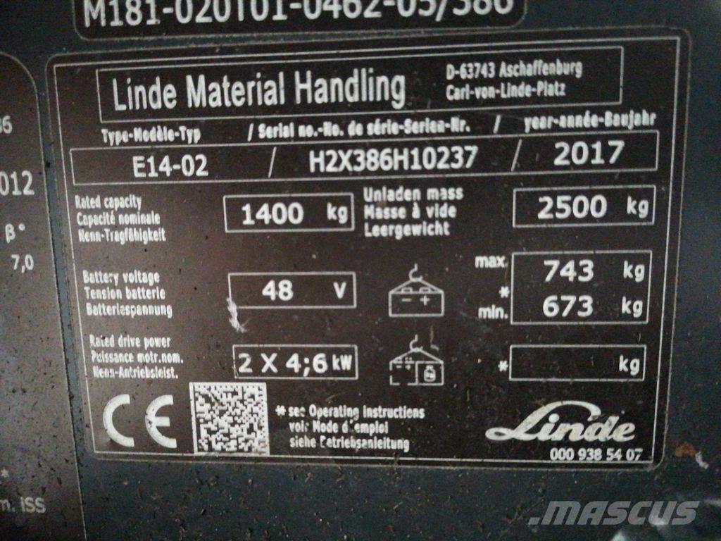 Linde E14-02 전동 지게차