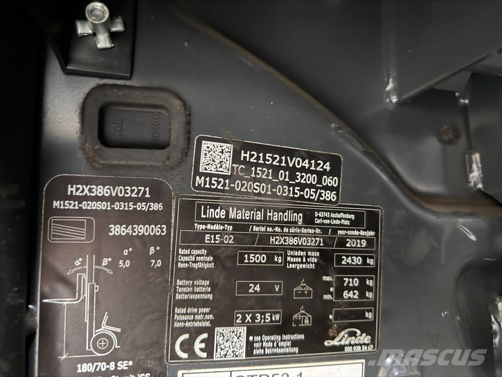 Linde E15 -02 전동 지게차